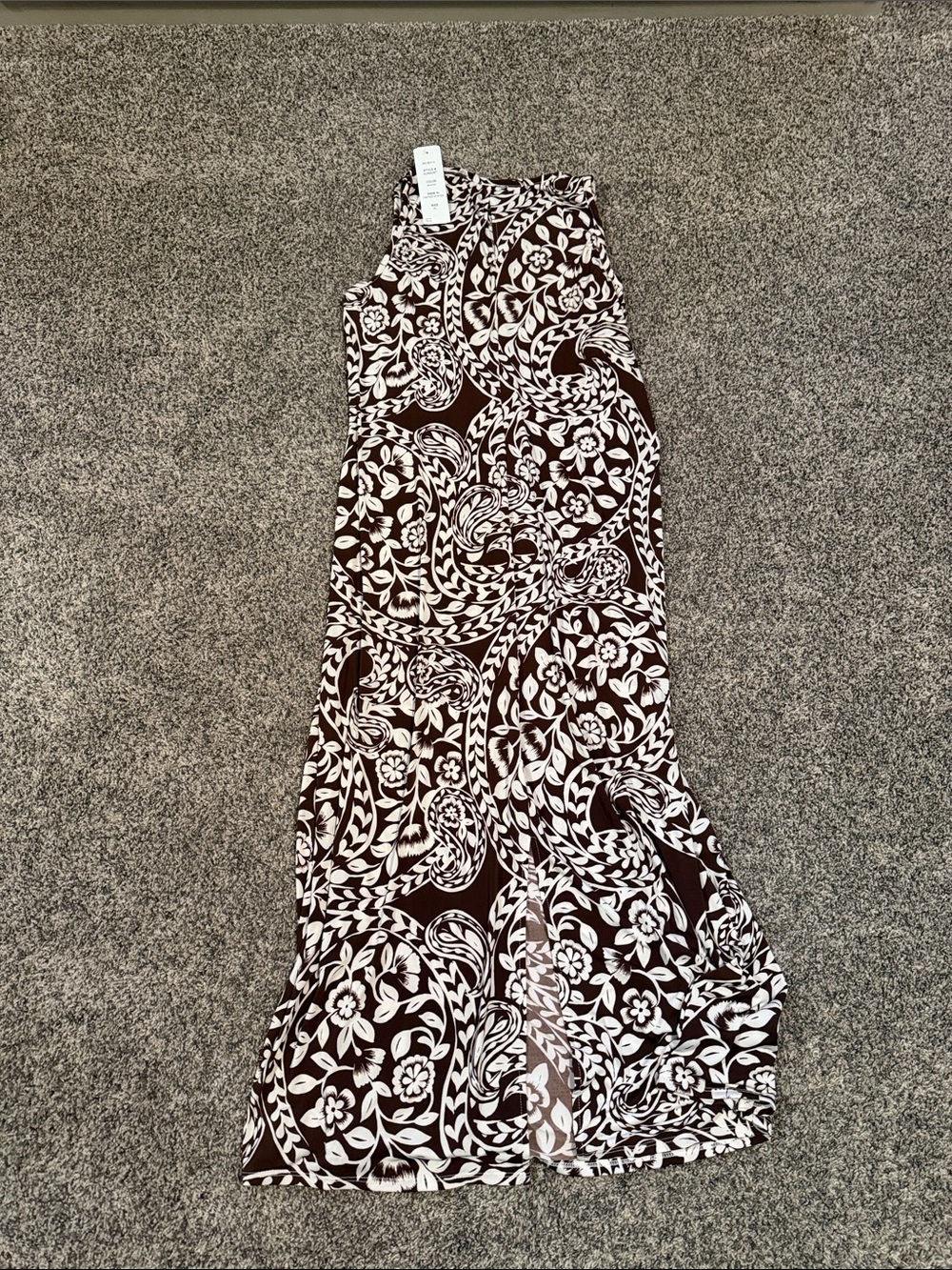 NWT MSK Brown and White Floral Print Maxi Dress Size XL - Picture 4 of 5